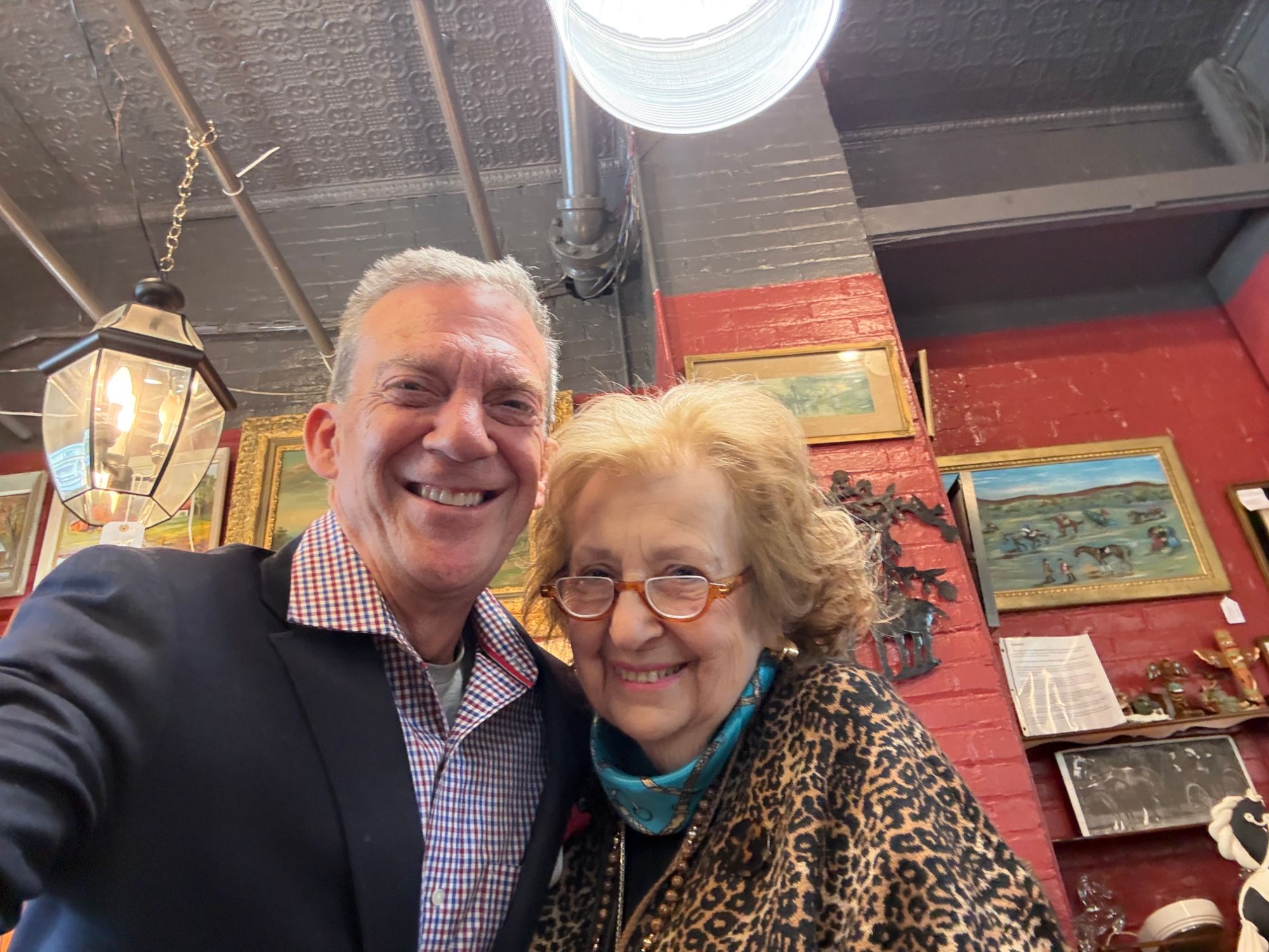 Dan Kelly with Ann Orcutt at AnnTiques on South Main Street, Ipswich